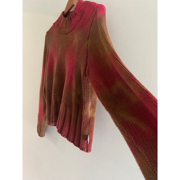 RARE VTG Iwan Ciw Designer Knit Sweater Brown & Red Cotton Made In USA Med JL - Picture 4 of 8